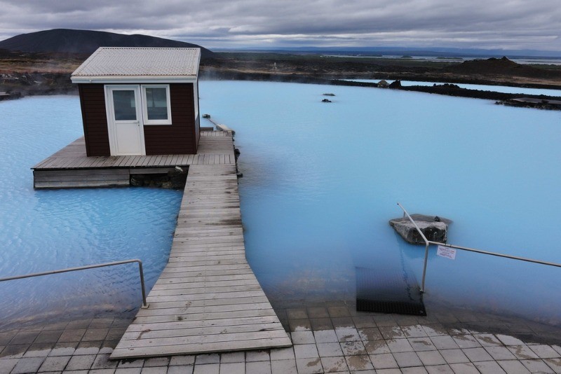 The blue waters of the myvatn spa