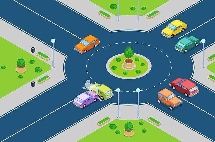 Graphic for an Icelandic roundabout showing the right of way
