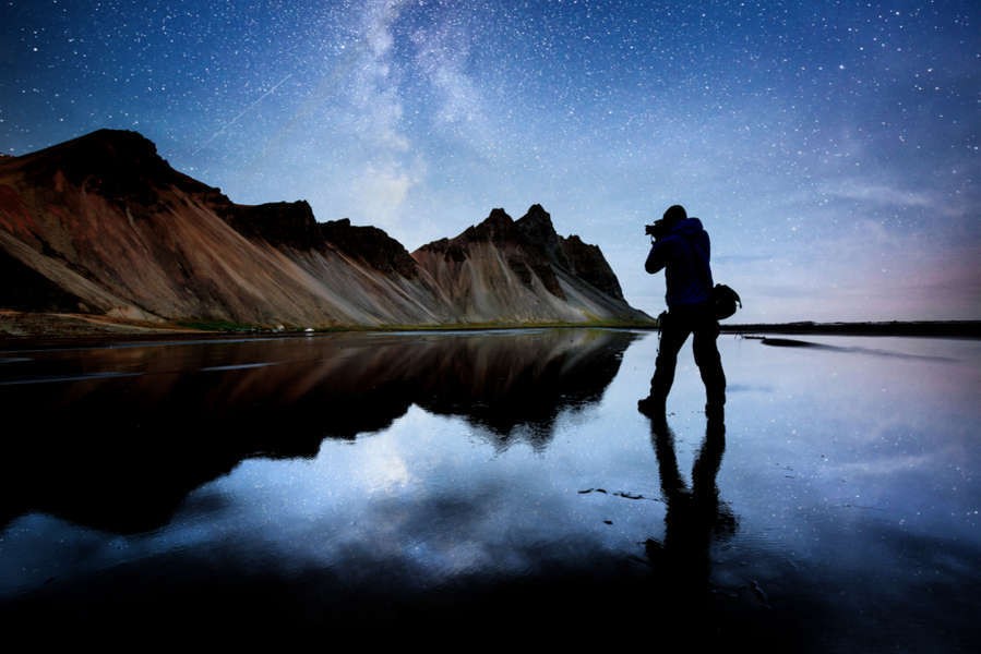 impressive location for photography tours in Iceland with starry skies and mighty mountains