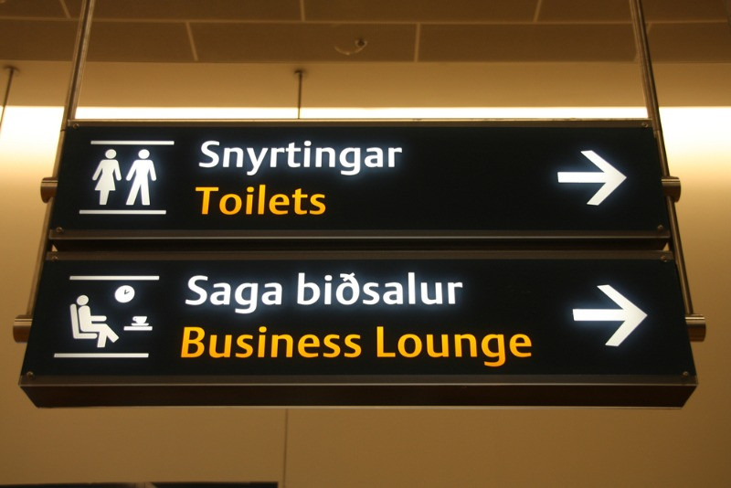 Keflavik Airport sign for the Business lounge