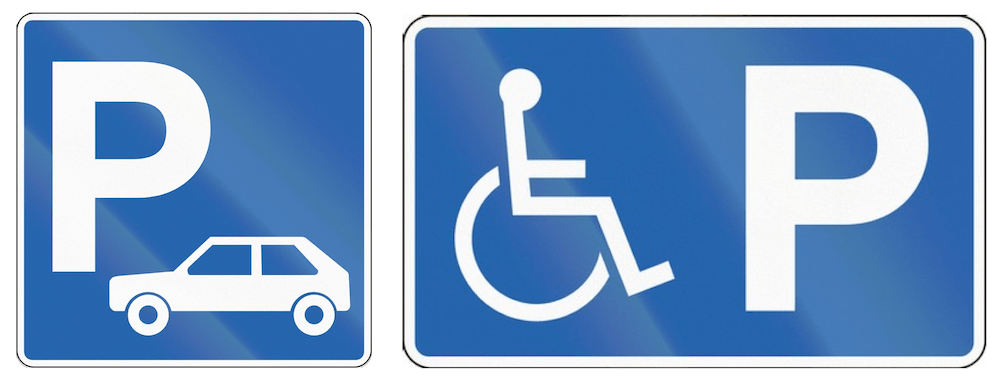parking and disabled people sign iceland