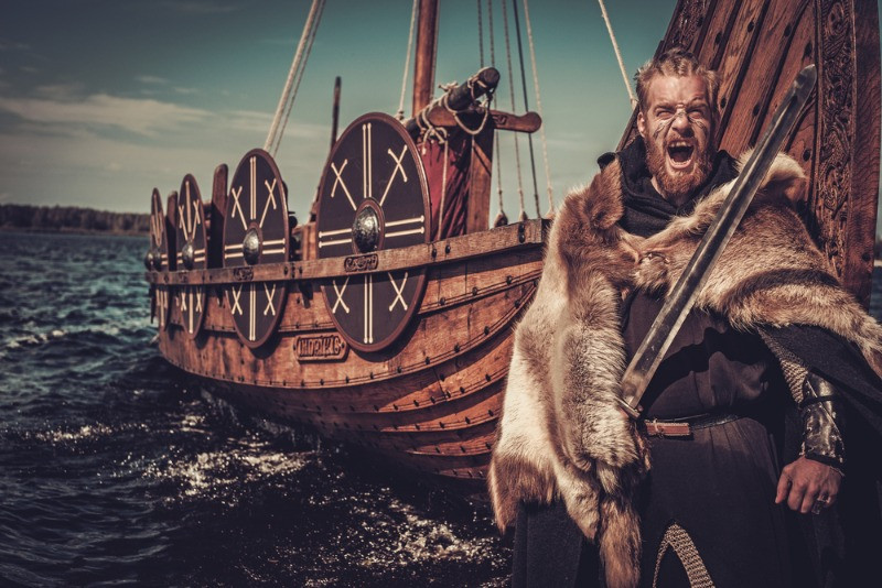 Viking getting off his boat Vikings are the main compound of todays Iceland demographics