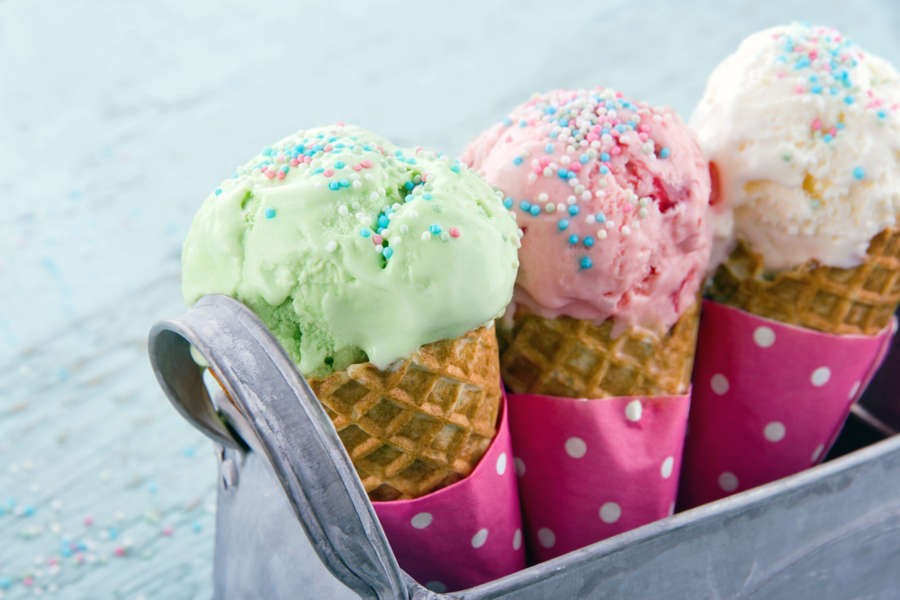 Icelandic ice cream cones with toppings 