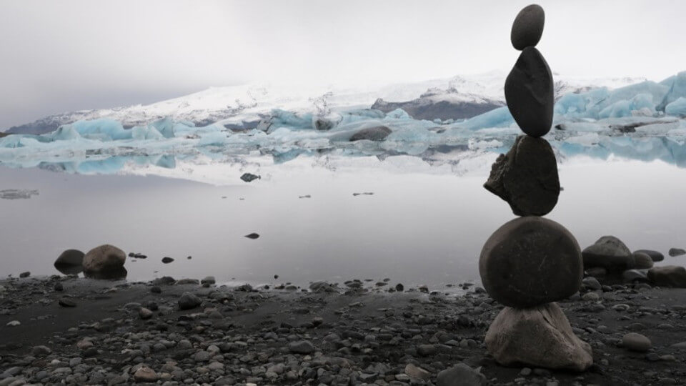 Cairn in Iceland built by a glacier