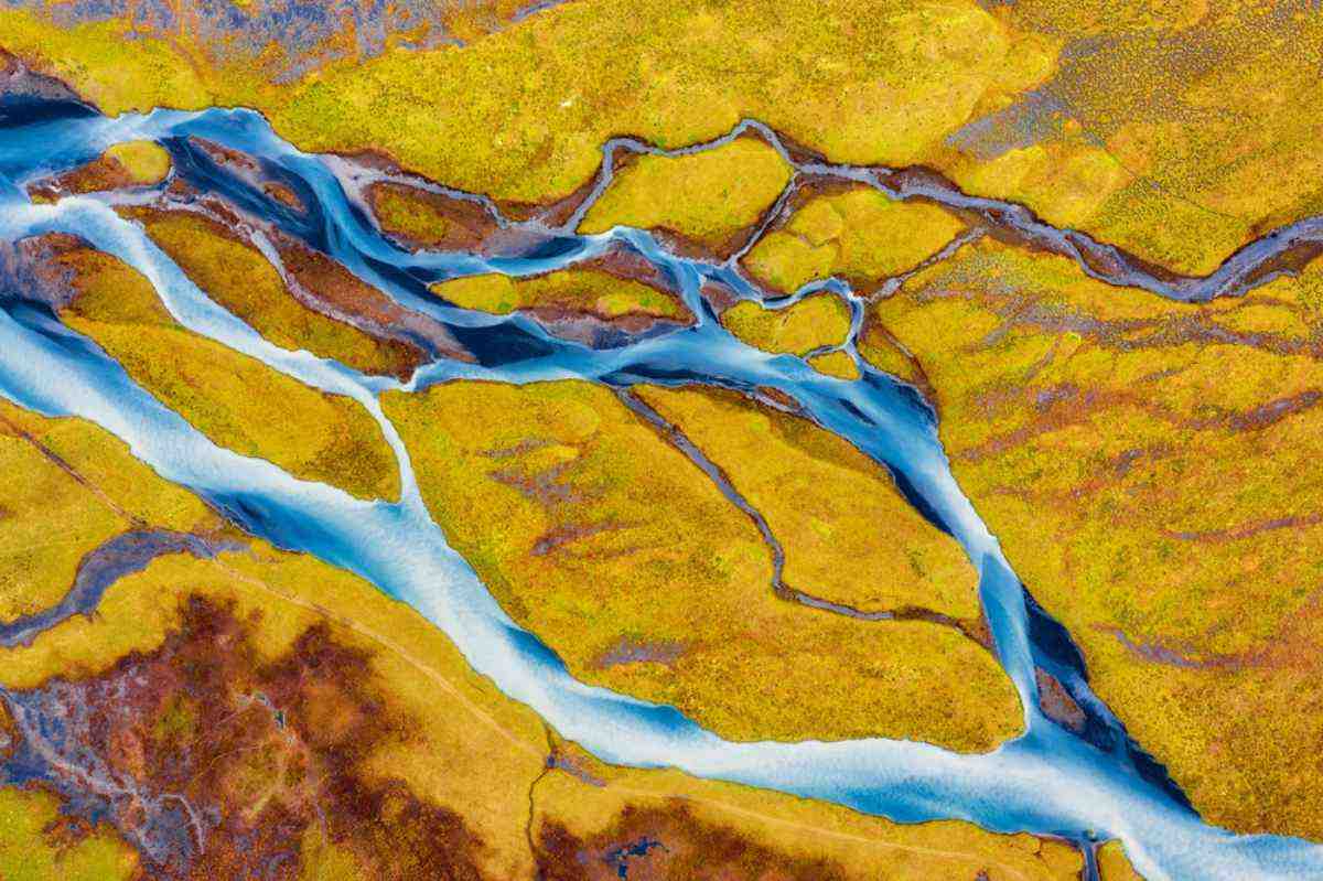 Impressive landscape of Iceland in yellow hues