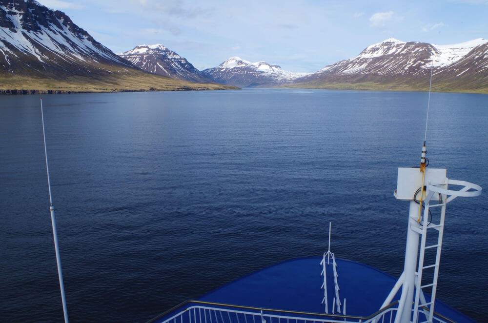 Iceland cruises route entering the Fjords