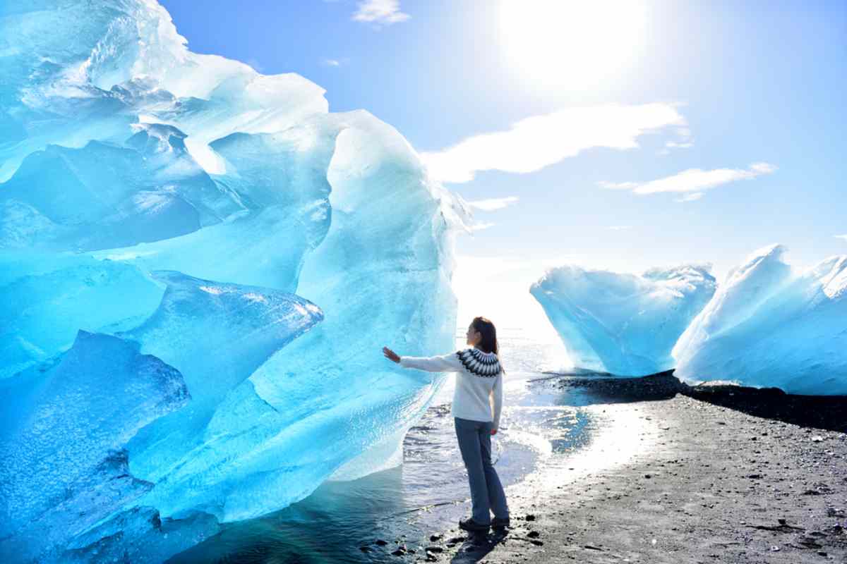 Iceland iceberg sights on a beach