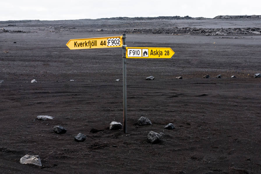 Road signs for F-Roads to Askja 