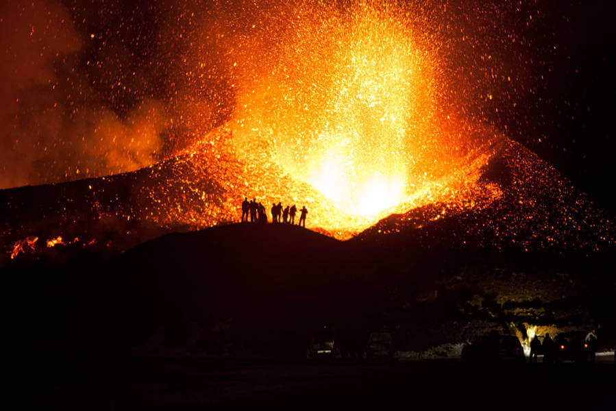 Eyjafjallajökull volcano erupting