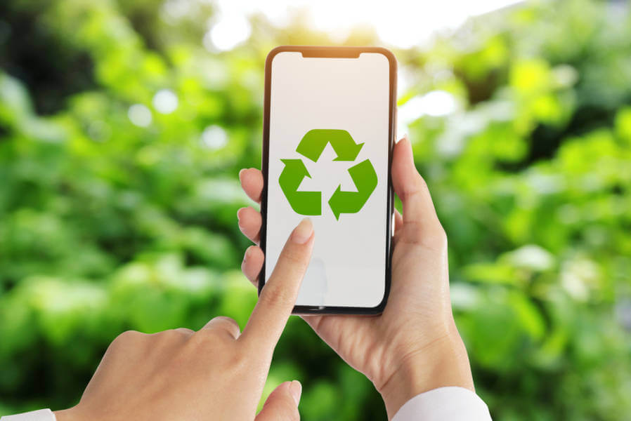 Recycle symbol on a phone screen