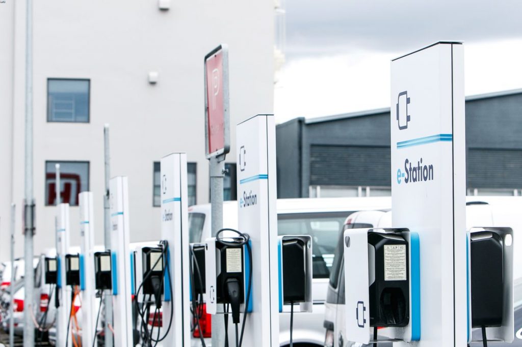 Electric car in Iceland charging stations