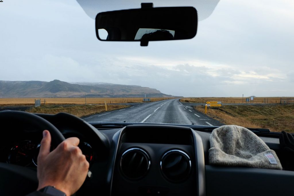 Electric car in Iceland's Ring Road