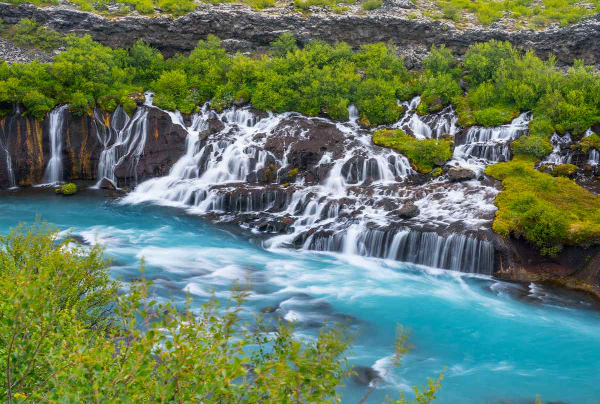 Hraunfossar and Barnafoss Waterfalls