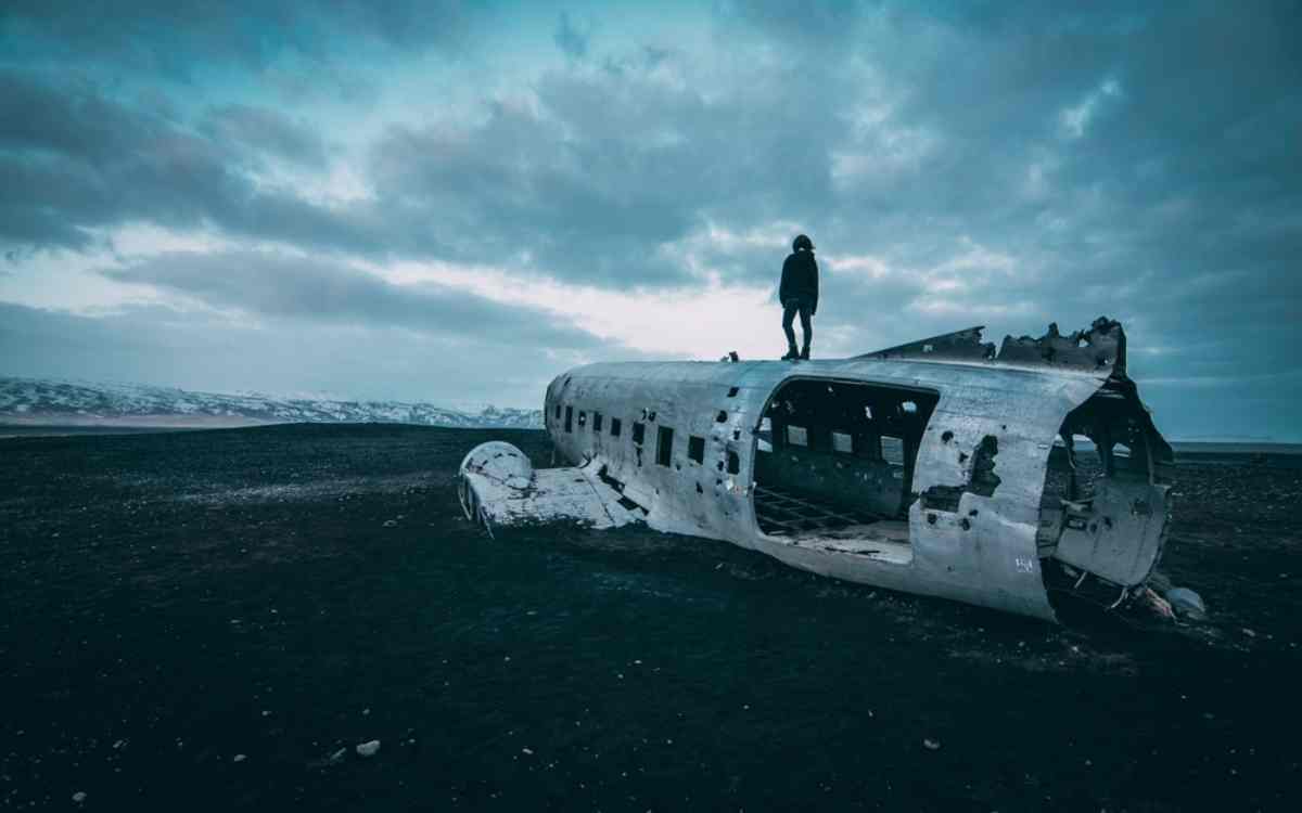 DC-3 plane wreck visitor at dawn