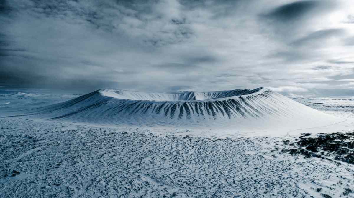 Hverfjall covered in snow