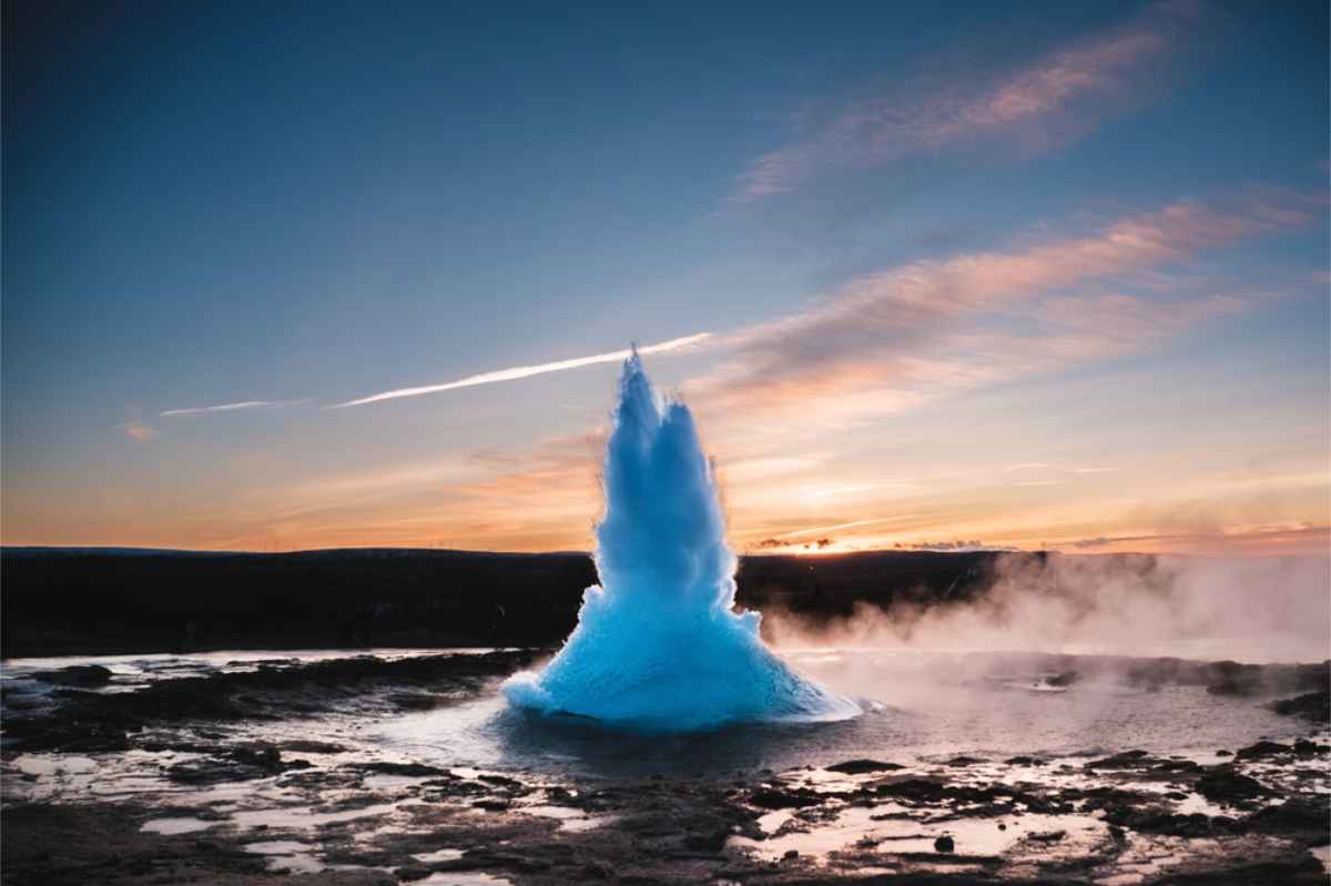 Geysir erupting in Iceland's Golden Circle