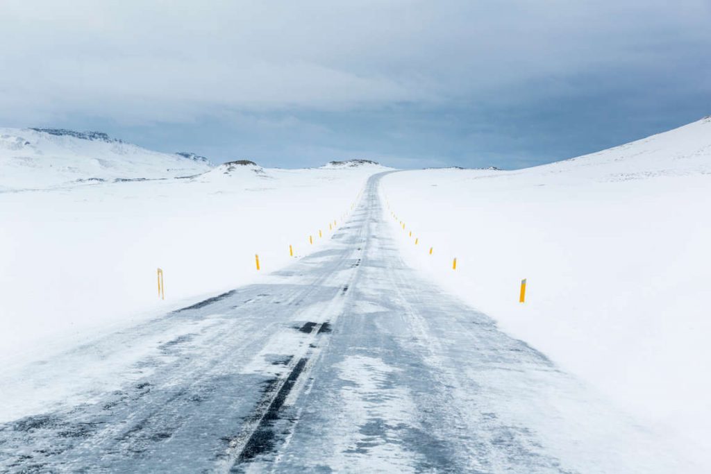 Icy road conditions in Iceland's Ring Road
