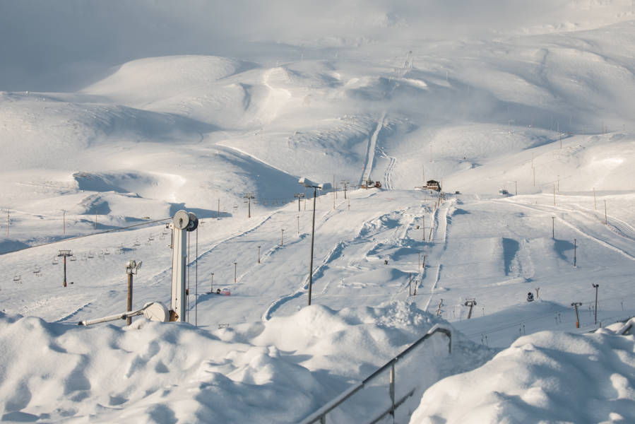 ski lifts in a resort in north Iceland